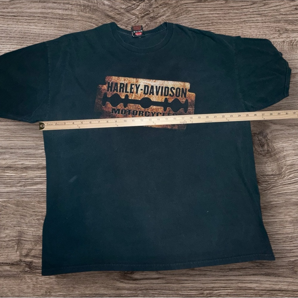 VTG Y2K Harley-Davidson Razor Blade Graphic Tee XL Faded Smoky‎ Mountain Back - Picture 4 of 8